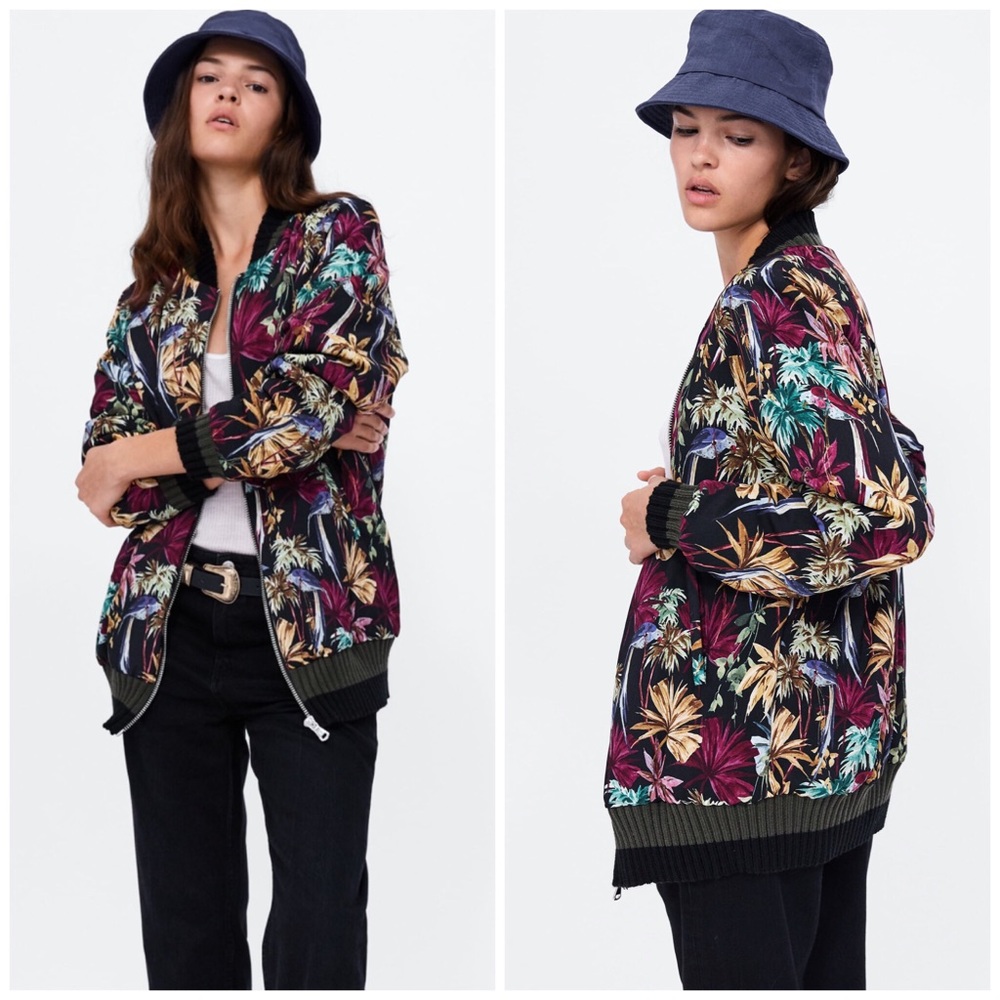 Zara Palm Leaf Bomber Jacket